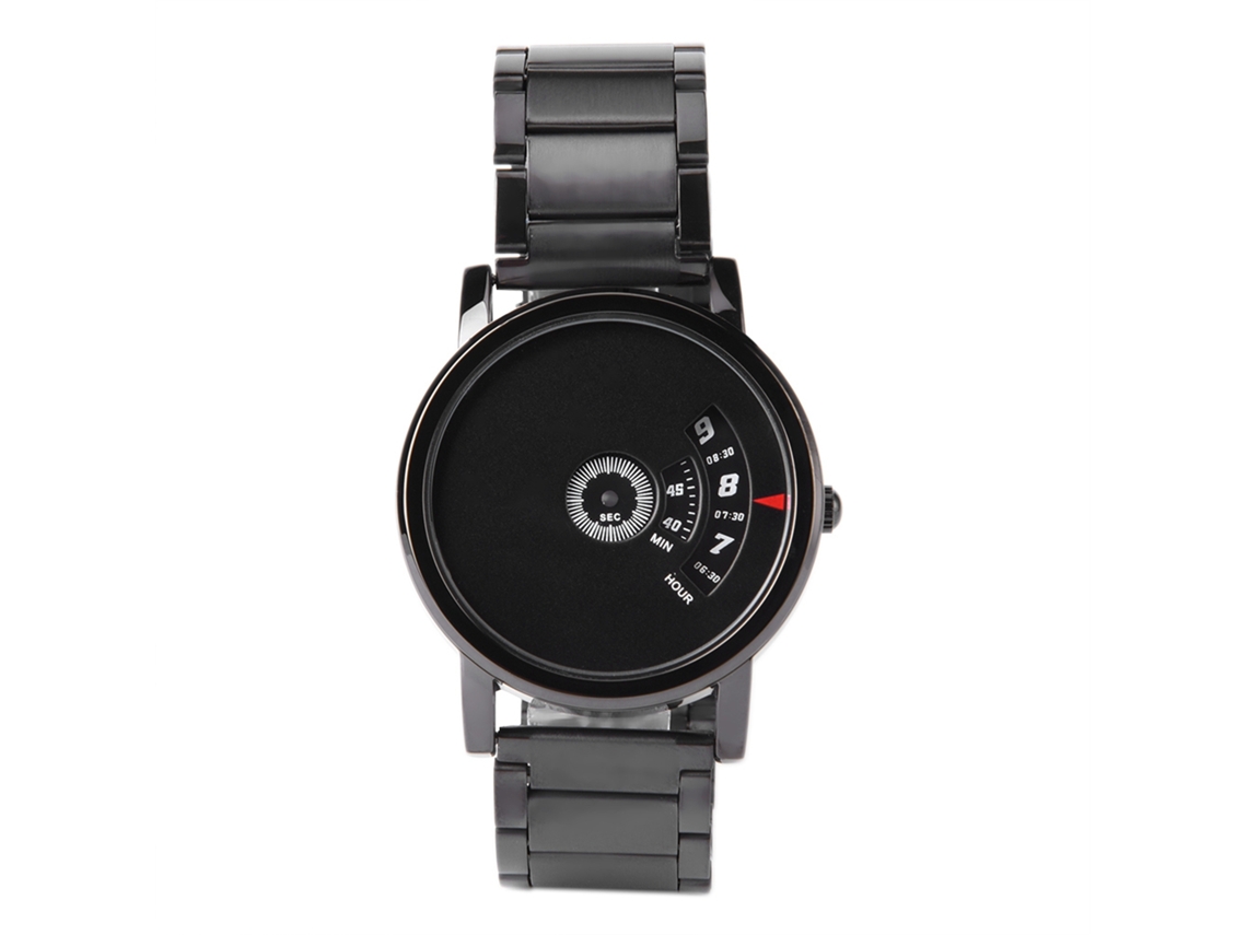 Reloj De Pulsera Quartz Empresarial Masculino Con Correa De Acero Inoxidable Redonda (negra)