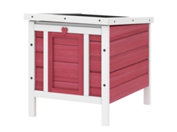 Coelheira De Madeira Exterior Para Roedores Animais De Estimação Pequenos Com Teto Asfáltico E Rampa Antiderrapante 42x51x43cm Vermelho