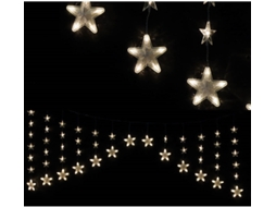 Adereço GUIRMA Cortina Estrelas 136 Led Branco Quente 150 X