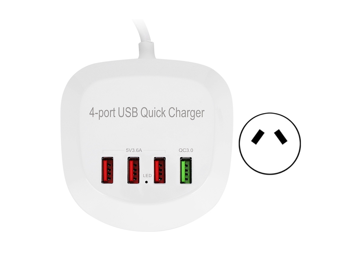 Carregador Usb EOOCOO (portátil de 4 Portas, Suporta Qc3.0)