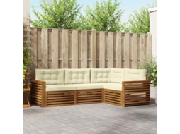 Vidaxl Conjunto De Sofás Para Exterior 4 Pcs Natural E Creme