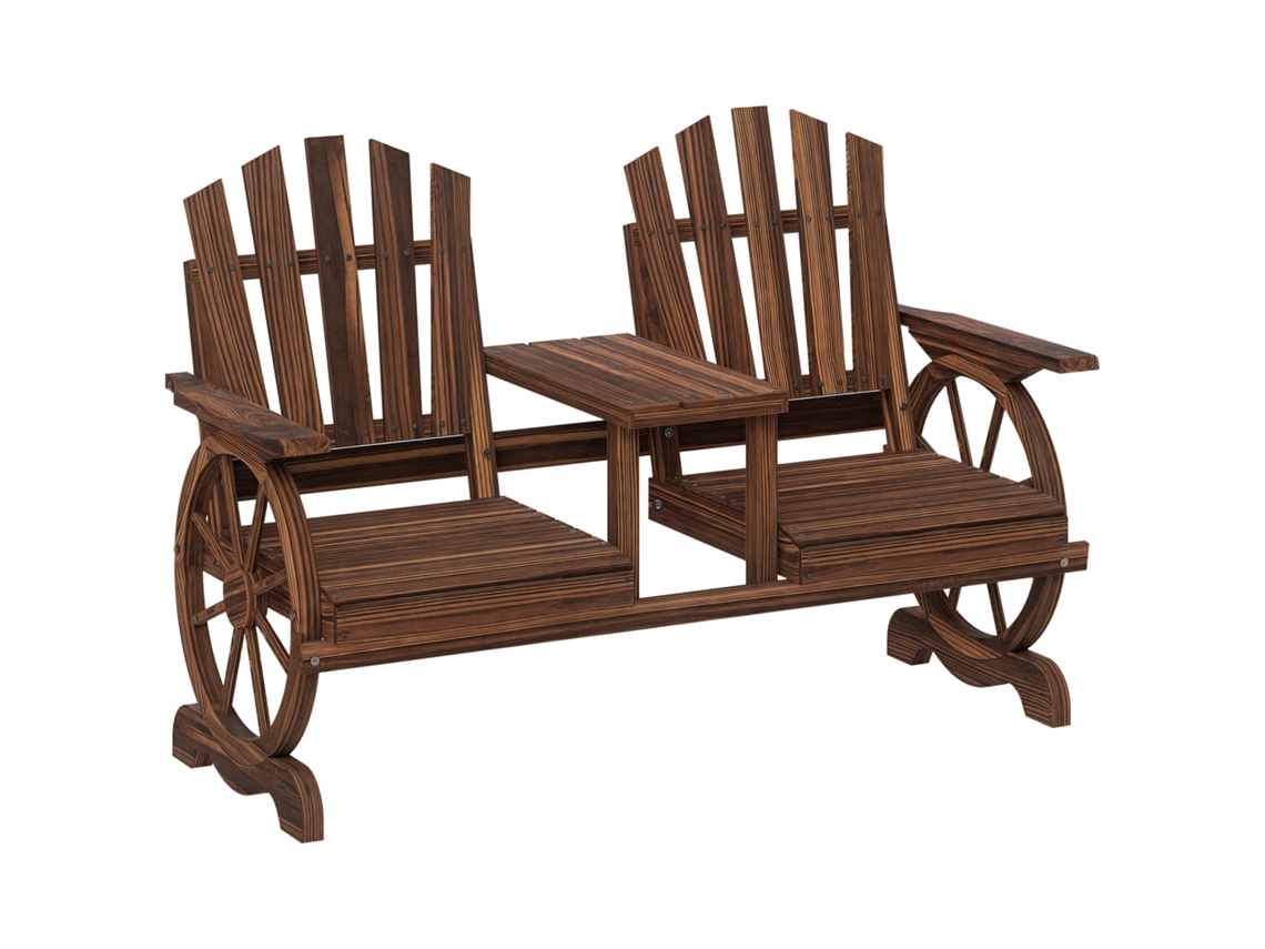 Banco de Jardim Carbonizado S/MARCA (154x65x102 cm, com furo guarda-chuva, pernas com roda)