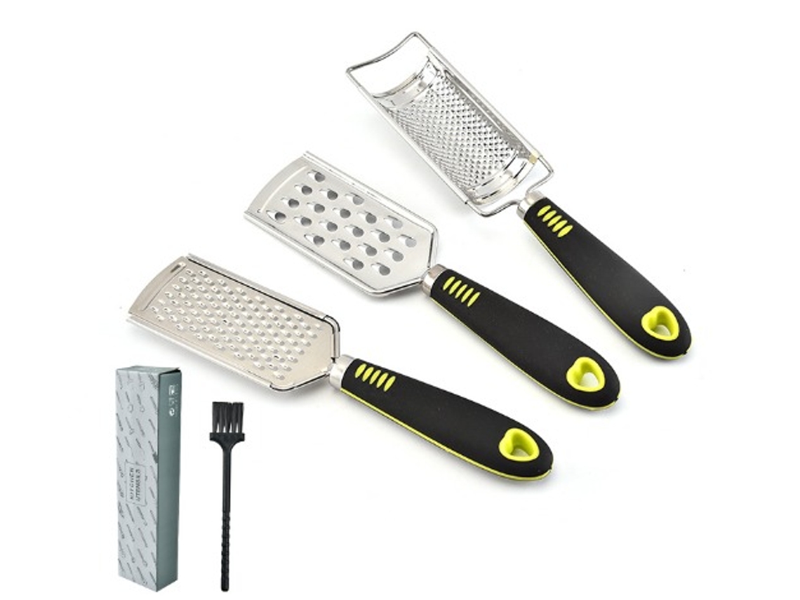 Conjunto De 3 Raladores Queijo Manuais Em Aço Inoxidável, Ralador Queijo, Utensílios Cozinha, Batata. Aquaforge