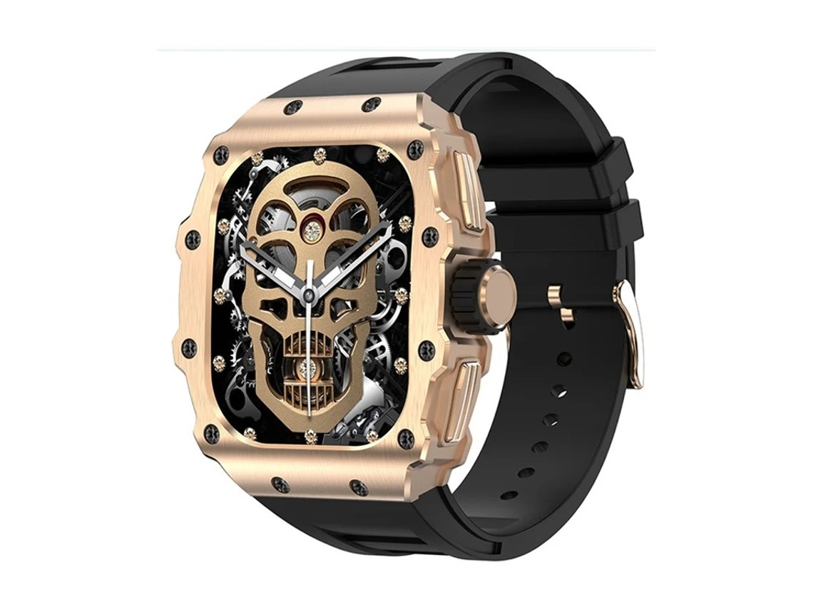 Smartwatch Bestvite com chamadas Bluetooth, tela AMOLED de 1,95 polegadas, monitor de frequência cardíaca e pressão arterial, preto