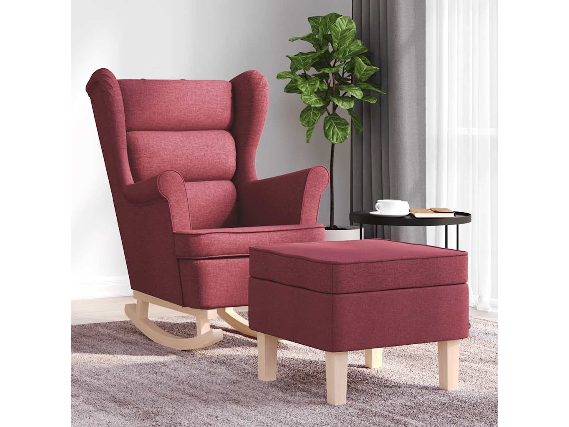 Vidaxl Cadeira De Baloiço Com Apoio De Pés Tecido Vermelho Tinto