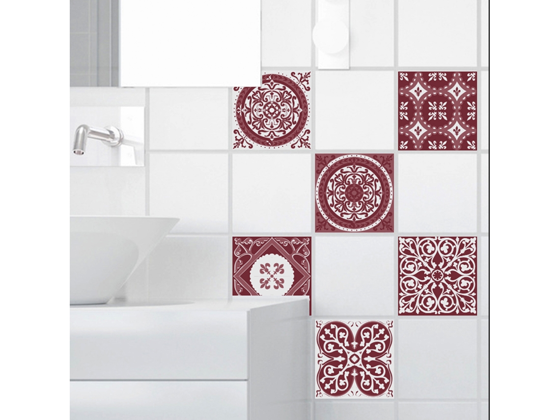 Adesivo de Telha Adesiva Decorativa PLAGE Imitação de Azulejos de Cimento Velho e Branco Velhos e Brancos X6 15 Cm X 15 Cm