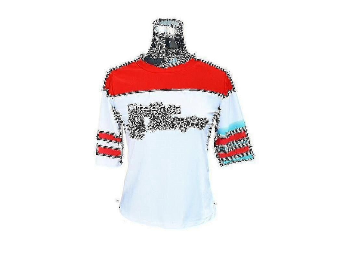 Traje de Harley Quinn para Mujer com Camiseta, Jaqueta, Calças, Pulseiras, Cinto e Peruca para Halloween e Festas