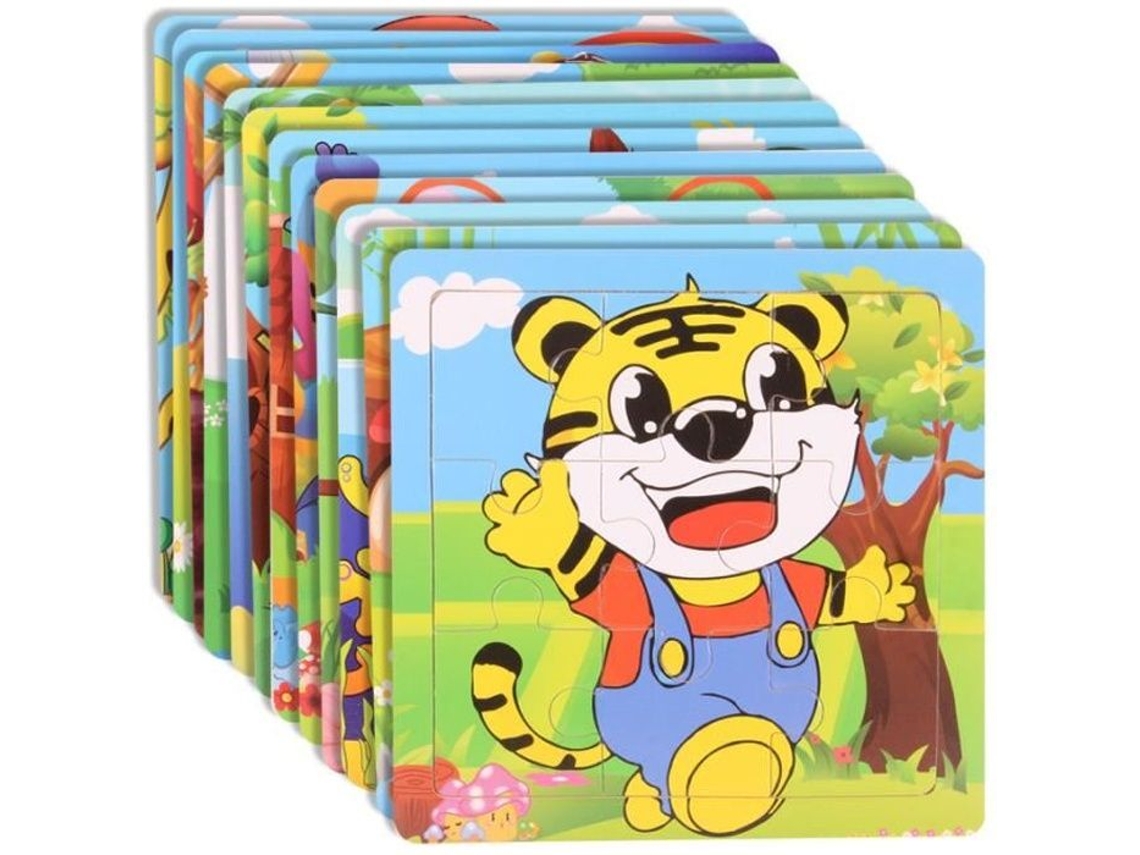 Quebra-Cabeça de Madeira Infantil Quebra-Cabeça de 12 Peças para Crianças 3 4 5 6 Anos Brinquedos Educativos Animais Meninos Meninas Presentes