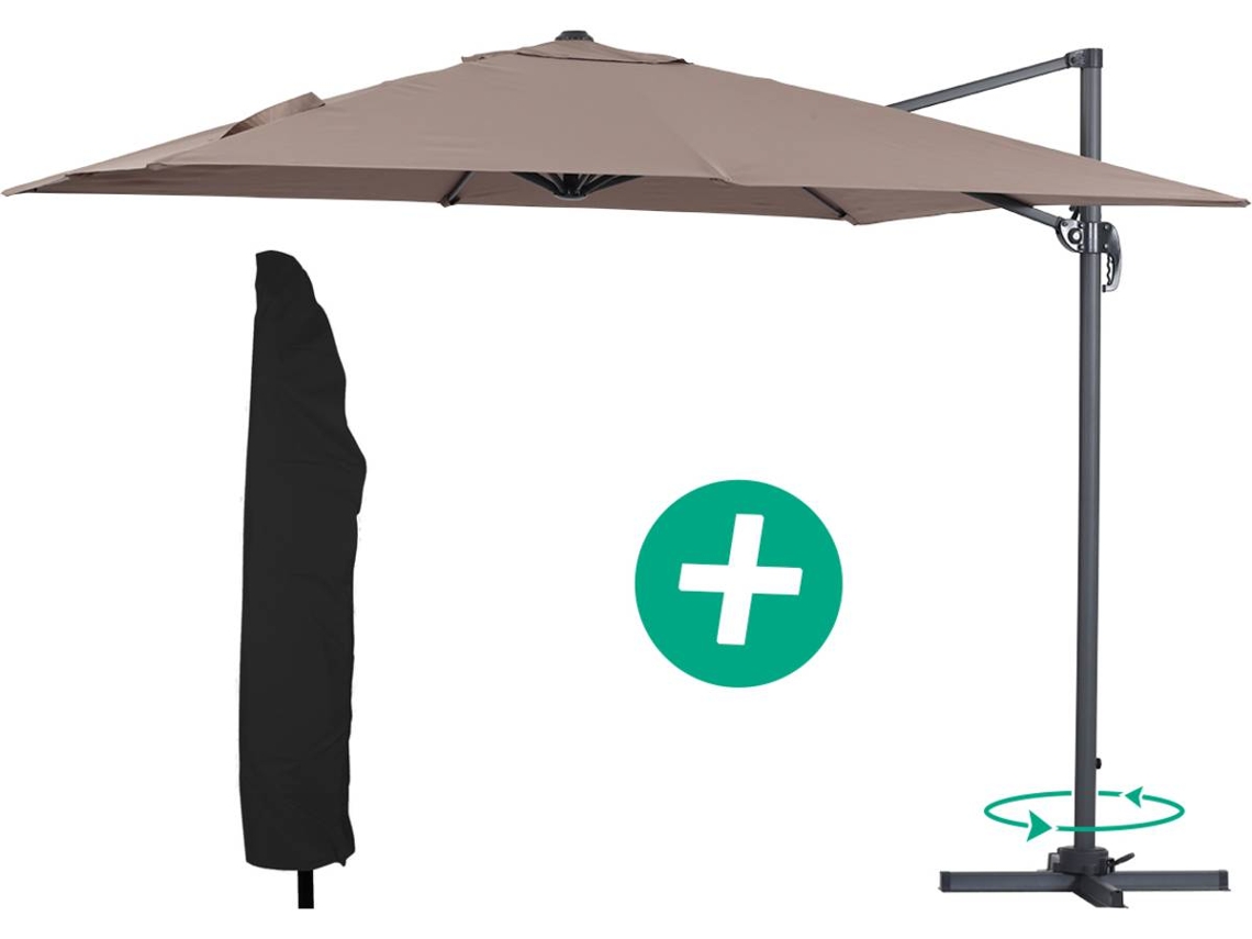 Guarda-sol De Jardim Com Braço Lateral Em Alumínio sun 3 - Quadrado - 3 X 3 M - Cinza + Capa De Proteção