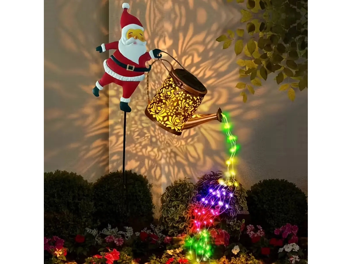 Regador De Luz Solar De Papai Noel Para Jardim E-