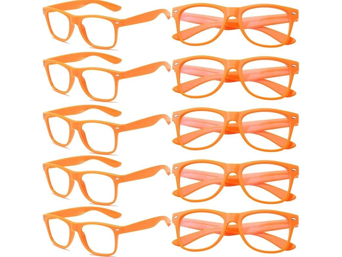 10 Óculos Falsos, Sem Lentes, Laranja, Crianças, Festa, Halloween
