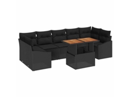 Maison Exclusive - Conjunto De Jantar Para Jardim 8 Pcs Preto E Marrom
