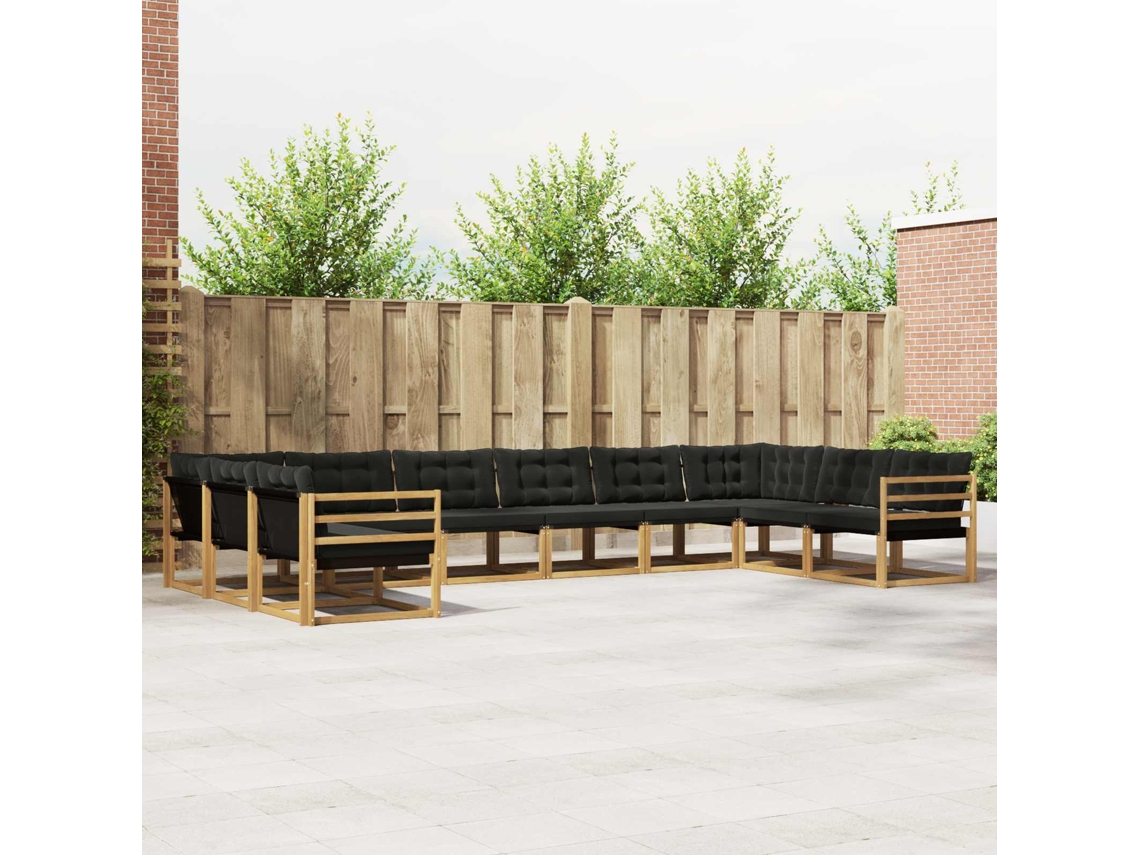 Vidaxl Conjunto De Sofás Para Exterior 10 Pcs Branco E Preto
