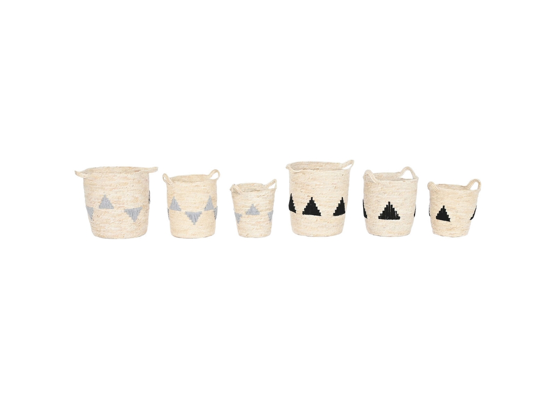 Conjunto de Cestos HOME ESPRIT Preto Cinzento Natural Zostera Marina Boho 33 X 33 X 40 Cm 2 Unidades