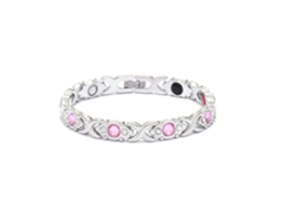 Pulseira De Cobre, Bracelete De Terapia Magnética Cravejada De Diamantes, Removível (prata - Diamante Rosa) Spqment