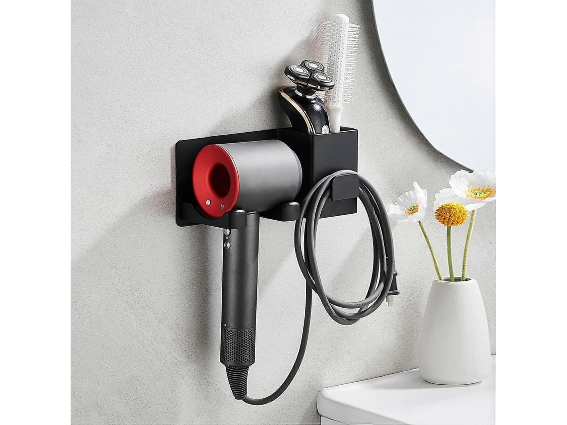Suporte para Secador de Cabelo, Sem Necessidade Furar, com Organizador Cabos, Autoadesivo Alumínio Guardar Cabel GOKOCO