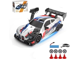 1/24 4wd Rc Carro De Corrida De Drift, Carro De Controle Remoto De Alta Velocidade 2.4ghz Com Luzes Led Digitallab (branco/8607)