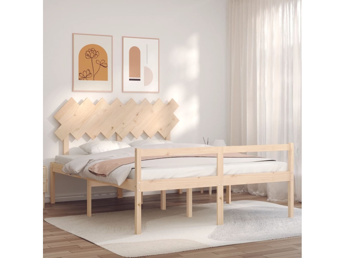 Vidaxl Cama Para Idosos Com Cabeceira 160x200 Cm Madeira Maciça