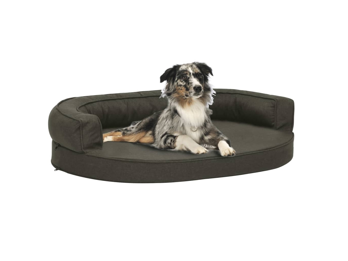 Vidaxl Cama P/ Cães Ergonómica 75x53cm Aspeto Linho Cinzento-escuro