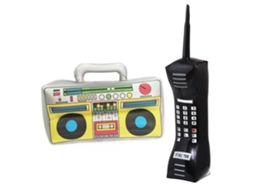 Mali 2pcs Decor Props Infláveis Rádio Boombox e Telefone Celular para Festa Anos 80/90