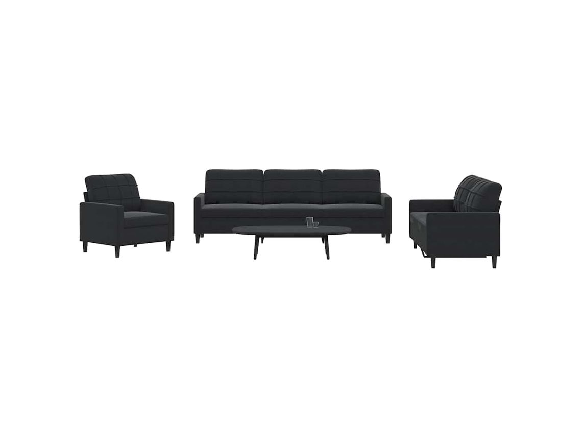 Vidaxl 4 Pcs Conjunto De Sofás Com Almofadões Veludo Preto