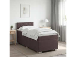 Vidaxl Cama Box Spring Com Colchão Marrom Escuro 90 X 190 Cm Tecido
