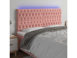 Vidaxl Cabeceira De Cama C/ Luzes Led Veludo 200x7x118/128 Cm Rosa