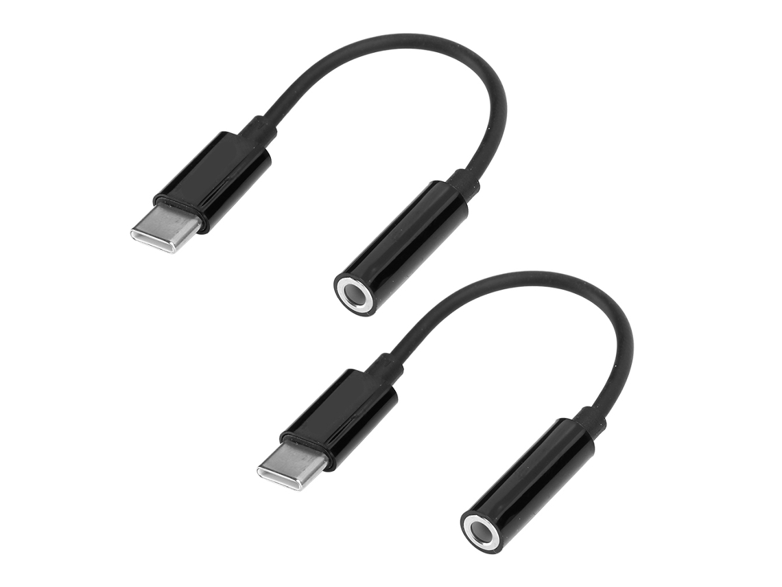 2pcs Adaptador de Áudio USB-C para 3.5mm, Conversor, Preto | S/MARCA