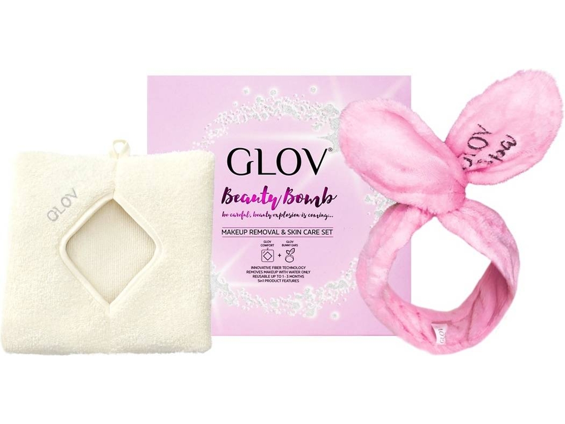 Conjunto Desmaquilhante GLOV Beauty Bomb Com Orelhas De Coelho E GLOV Comfort