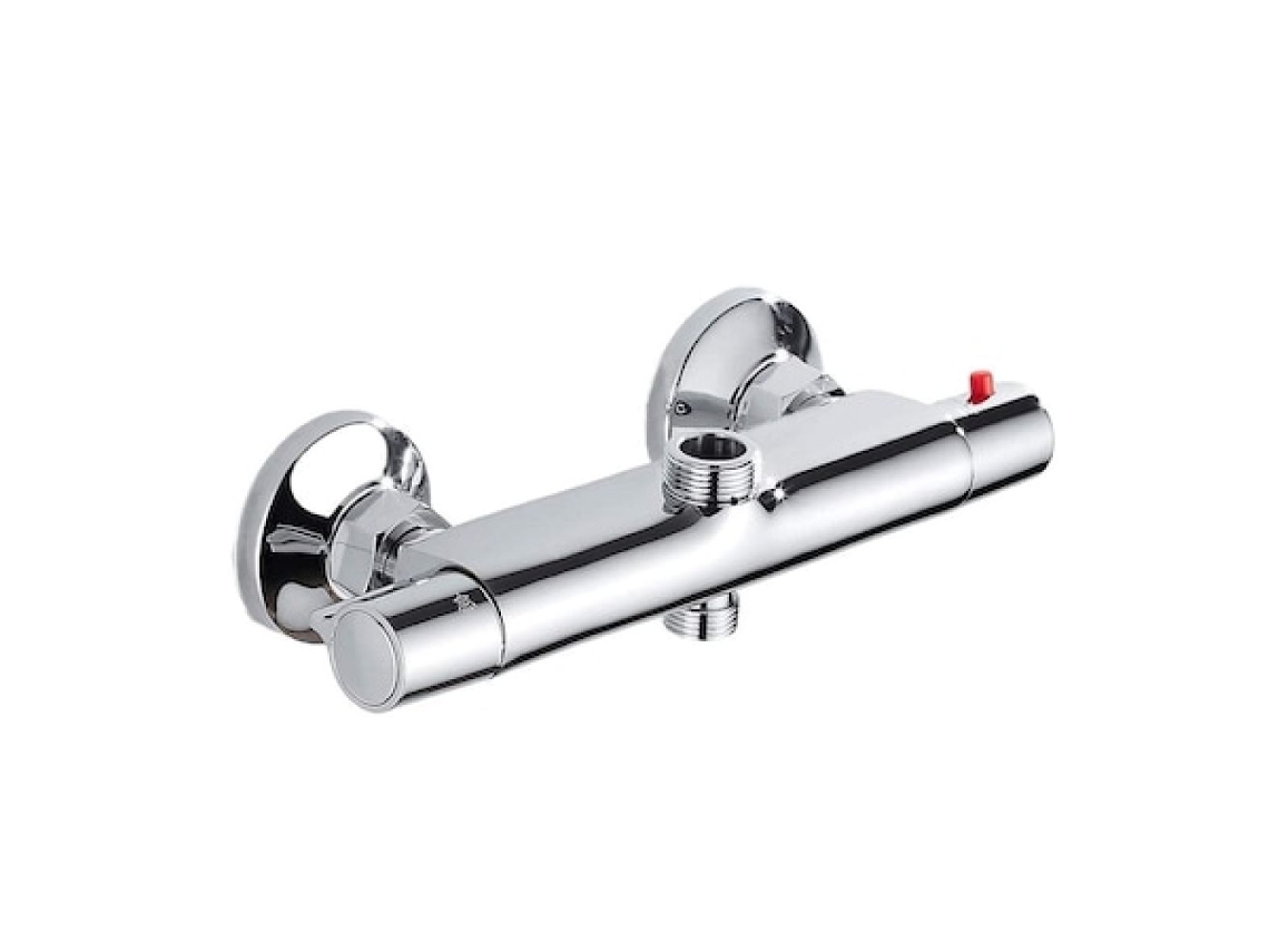 Misturador De Chuveiro Termostático 2 Saídas, Aço Inoxidável/plástico/cobre, Prata