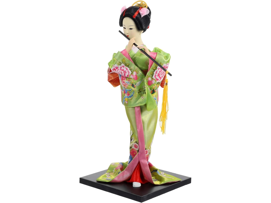 Estatueta Gueixa Japonesa Tecido Estilo Japonês Decoração Escritório Quarto Acabamento Refinado Design GOKOCO