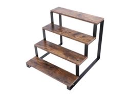 Estante Escalera De Madera 4 Niveles Con Marco De Metal Rústico Para Perfumes Figuras Coleccionables