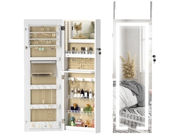 Espelho joalheiro de parede com luzes led e fechadura 37x10,5x108 cm branco LAMAISON