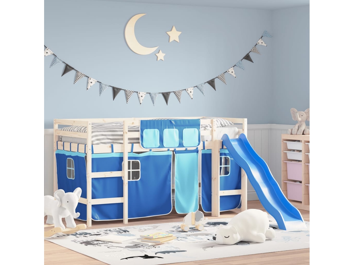 Cortinas Para Cama Elevada Poliéster Azul