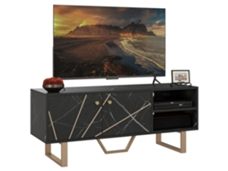 Móvel de Tv Melamina de Madeira e Metal Cor Preto 110x35x45 cm Homcom