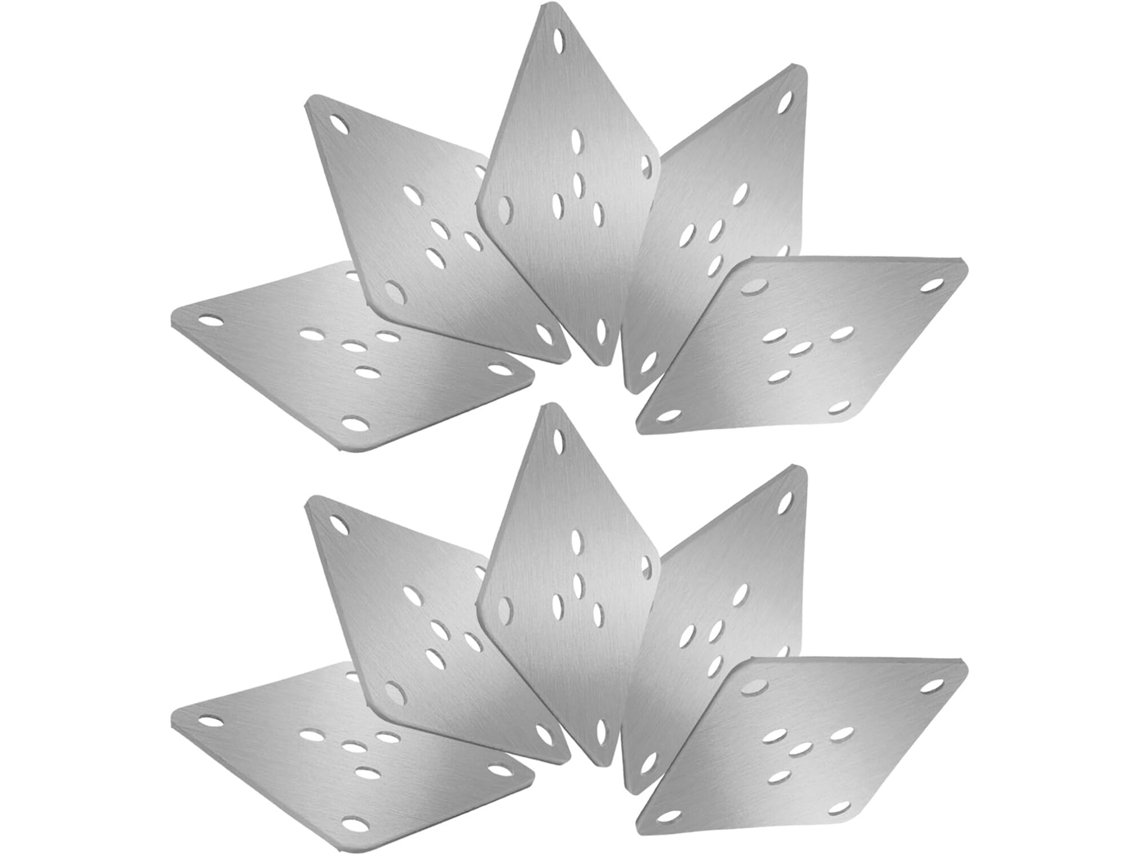 Pacote Com 10 Placas De Fixação De Metal 6x6 Com 2 Furos Em Mm De Espessura.