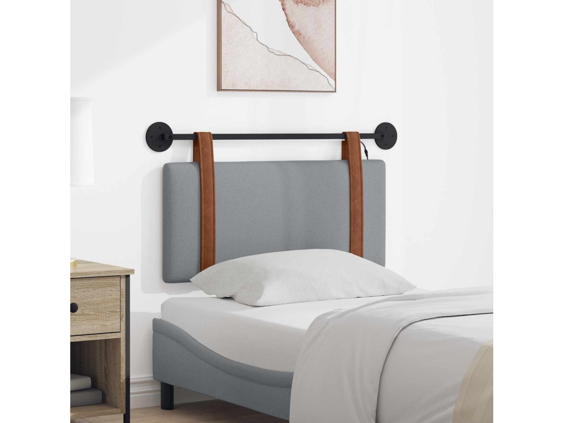 Vidaxl Cabeceira Suspensa Com Luz Led Cinzento-claro Pu Antigo