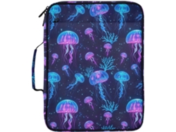 Pasta Expansível Vibrant Jellyfish Com 7 Bolsos, Fichário De 3 Argolas E Fecho Zíper, Ideal Escola, Escritório E