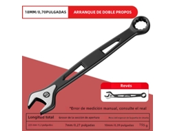 Chave De Catraca Dupla (18 Mm), Ferramenta Industrial De Reparo Automotivo Geral, Feita De Aço Carbono.