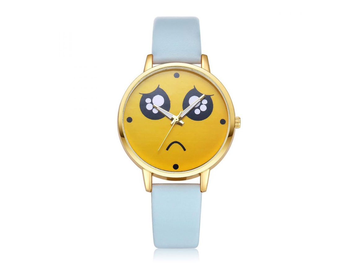 Reloj De Cuero Pu Analógico De Muñeca Con Movimiento De Cuarzo Dial Redondo Azul Cielo