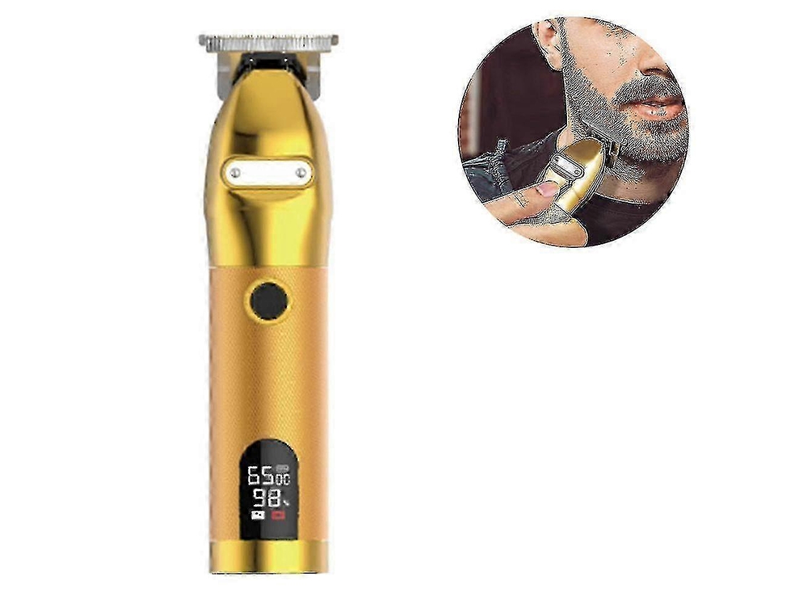 Aparador Elétrico Dourado Com Display Digital Para Barbear E Cortar Cabelo