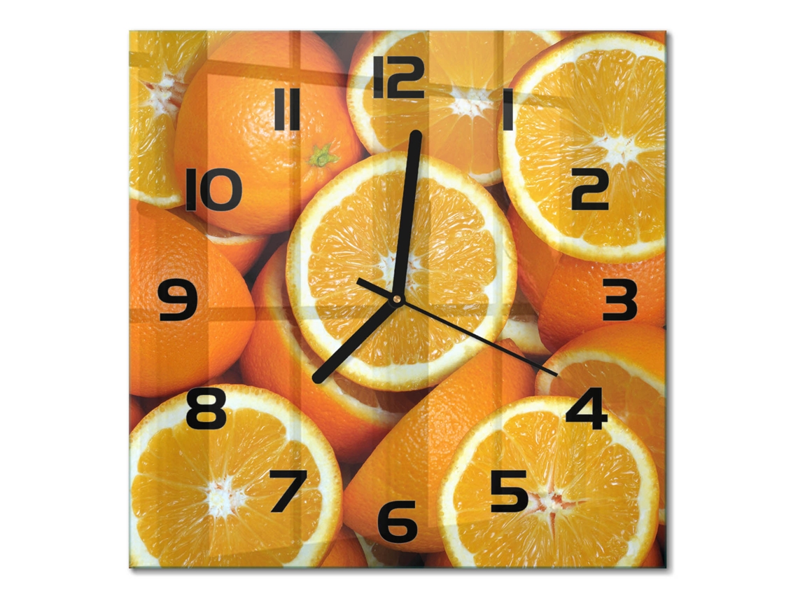 Relógio De Parede Laranja Decorativo Quadrado Espelharte (30x30 Cm)