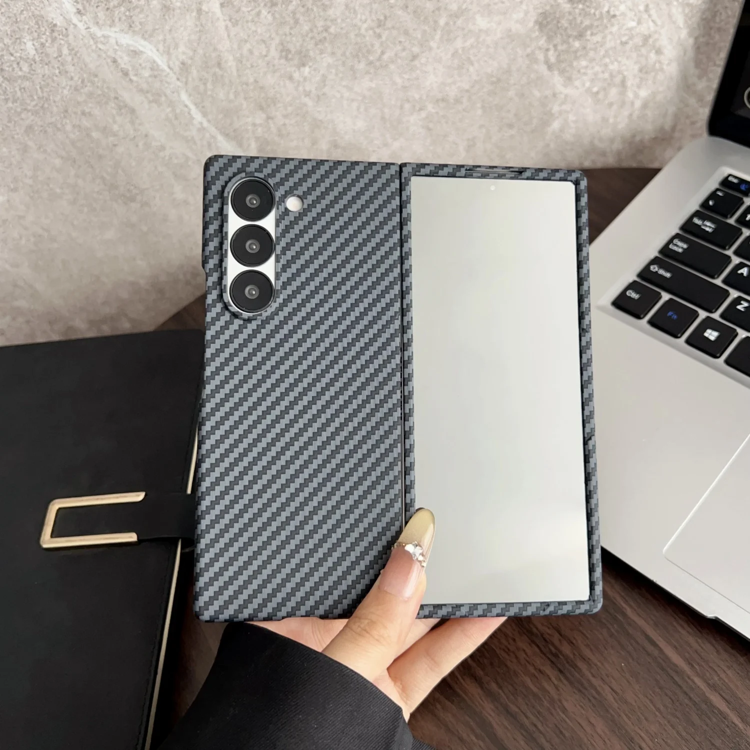 (preto, Galaxy Z Fold3 5g) Capa Magnética Ultrafina De Fibra De Carbono Para Celular, Proteção Completa Contra Quedas.