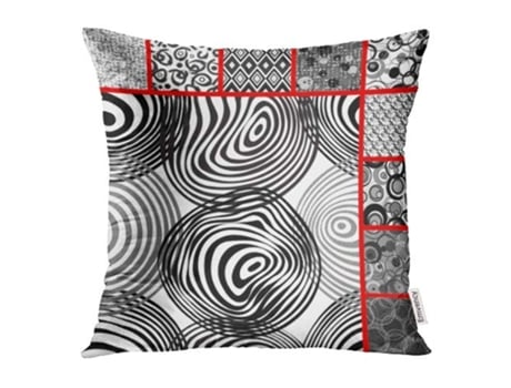 Fronha de Almofada ECZJNT Red Golden Volume Circle Preto (40x40 cm)