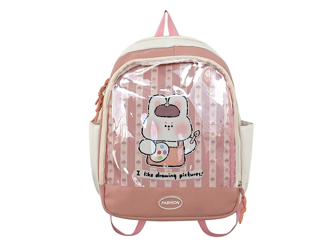 Mochila Escolar Estudantil Feminina De Grande Capacidade, Mochila Estilo Japonês Para Exibição De Pins Rosa