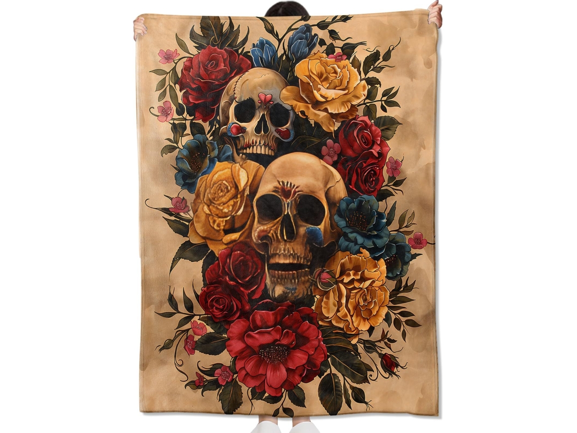 Mantas Românticas De Flanela, Macias, Confortáveis ​​e Leves Para Quarto, Sofá, Cama, Para Amantes Do Terror,150x200cmm Caveira Rosa Hexinyigjly