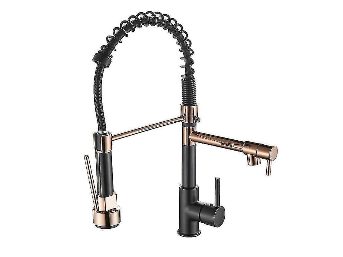 Grifo De Cozinha Extraível Com 2 Jatos Giratórios 360 Modos De Spray Frio E Quente Cerâmica Latão Anti-corrosão