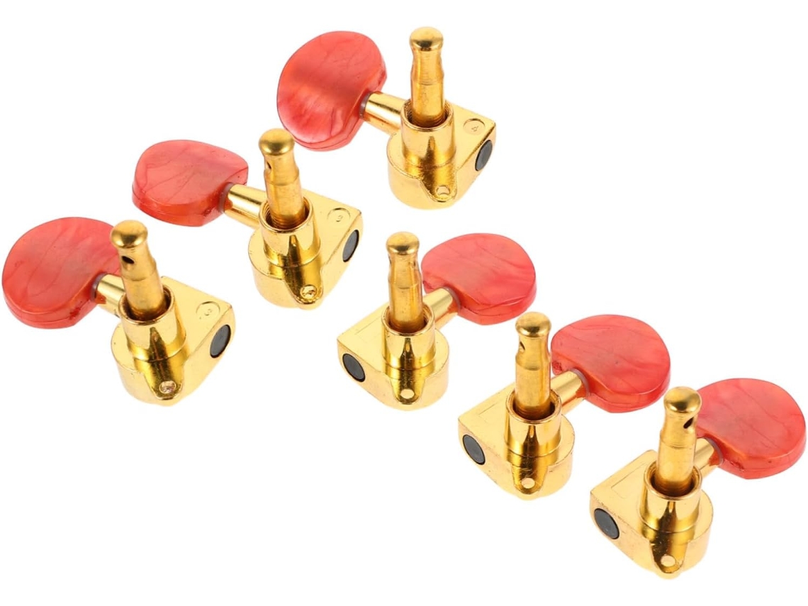 Conjunto De 6 Tarraxas Douradas Para Violão, Formato Oval, Acabamento Em