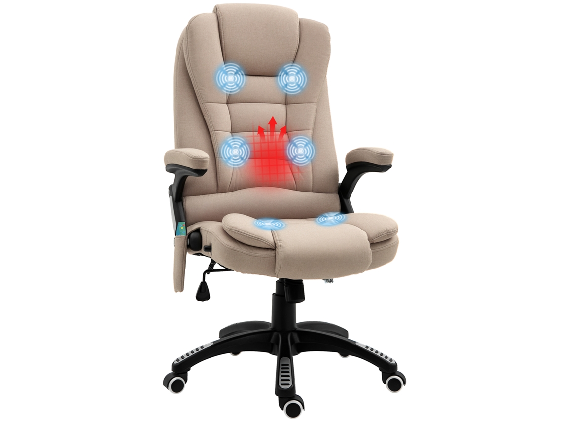 Cadeira de Escritório Ergonômica com Aquecimento e Massagem, Controle Fio, Bege ZENCORE SERVICES
