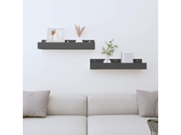 Vidaxl Prateleiras De Parede 2 Pcs 50x12x9 Cm Pinho Maciço Cinzento